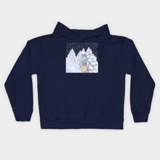 Eule im Schnee Kids Hoodie